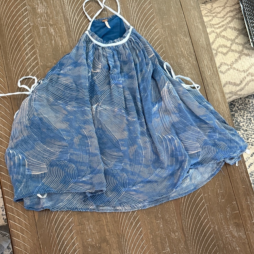 Free People Blue Patterned Top
